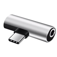 Adaptateur de casque 2 en 1 USB C vers 3,5 mm, type C-Argent