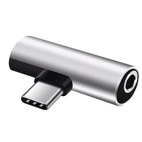 Adaptateur de casque 2 en 1 USB C vers 3,5 mm, type C-Argent