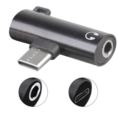USB C auf 3,5 mm Aux-Audio und Ladebuchse –-Rosa 2