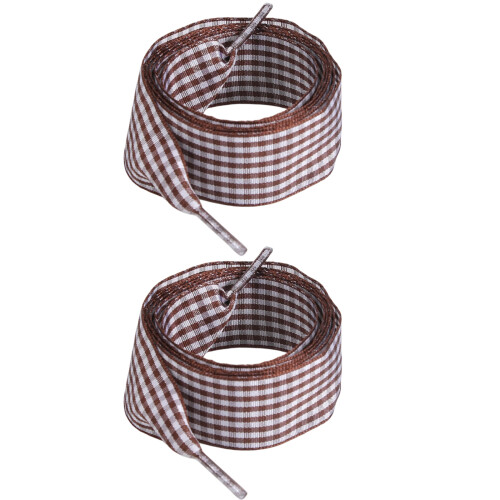 Colorful Checkered Polyester Shoelaces Easy-Dark brown 120cm
