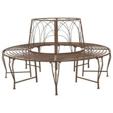 vidaXL Tree Bench 8-Seater Ø 160 x 89 cm Steel Antique Brown Round