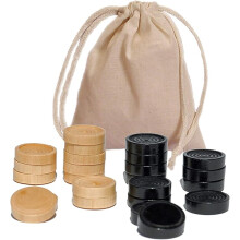 WE Games Wood Backgammon Chips with Cloth Pouch - Black & Natural 1.5 in. Diameter