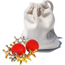 WE Games Metal Jacks Game,Retro Game with 2 Sets of Metal Jacks and Ball in Canvas Travel Bag, OldFashioned Floor Games,Jacks and Ball Travel Game Set