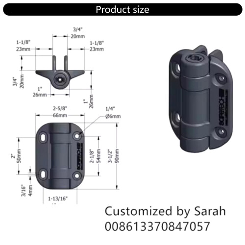 Charnières de porte en Nylon réglables, 2 pièces, mécanisme de 2