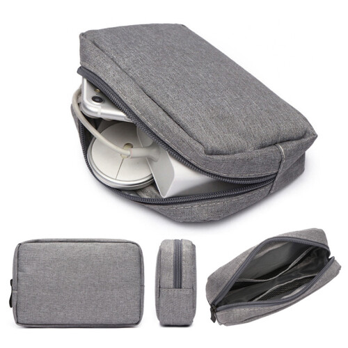 Mála Eagraithe Cábla Taistil Canbhás Uiscedhíonach Zipper Pouch