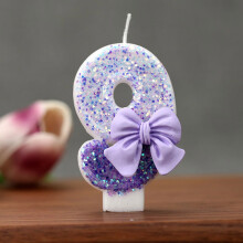 Bougie numérique pour gâteau de la Saint-Valentin avec nœud violet (1 pièce)
