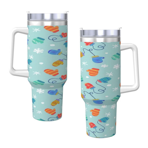 40oz Personalized Stainless Steel Tumbler with Handle and 2