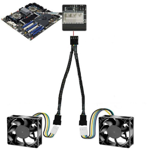 PWM ventilatorsplitteradapter 4-bens til dobbelt 4-bens 1