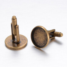 Brass cufflinks antique bronze 18x18mm tray 16mm