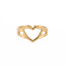 Open Heart Cuff Ring Women 304 Stainless Steel 2 pcs Size 6