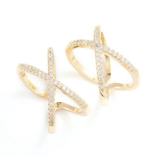 Brass Micro Pave CZ Cuff Rings 18K Gold Plated Size 7