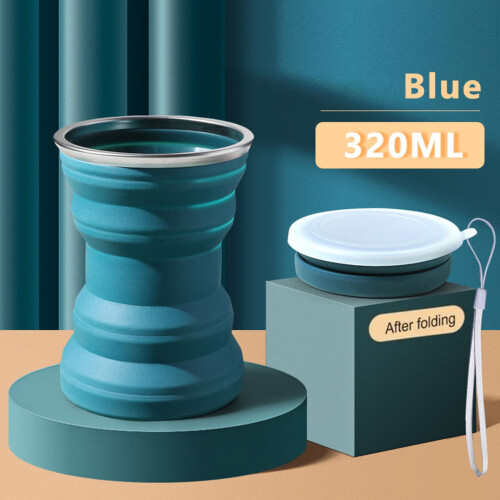 Silicone Collapsible Travel Cup with Lid 12 oz