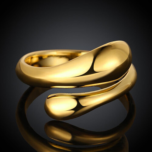 18K gold plated brass adjustable ring size 7 1