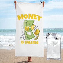 Plážový uterák Money Is Calling z mikrovlákna 81x152 cm