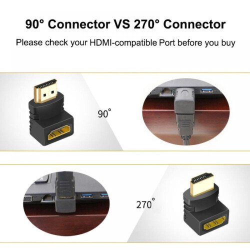 HDMI pravouhlý adaptér (samec/samica) 90/270 stupňov 2