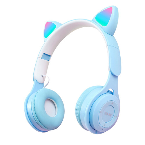 Παιδικά ακουστικά Bluetooth Penkiiy με φώτα LED για αυτιά γάτας1