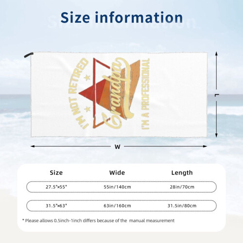 Toalha de praia profissional Grandpa em microfibra, 76 x 152 cm (30 x 60 polegadas). 1