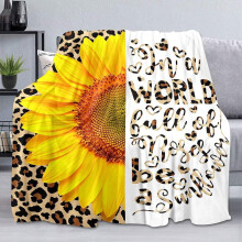 Yellow Sunflower Throw Blanket Brown Cheetah Print 60x80