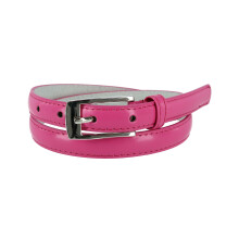 CTM Women's 19 mm Skinny Leather Dress Belt Silver Buckle