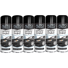 Rapide Auto Extreme Spray Paint Black Matt 250ML x 6