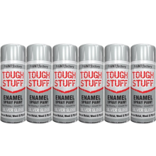 Paint Factory Tough Stuff Enamel Spray paint Silver Gloss 400ML x 6