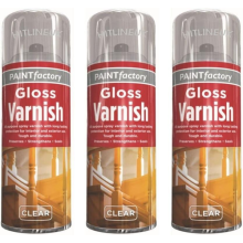 Paint Factory All Purpose Gloss Varnish Clear Spray Paint 400ML x 3