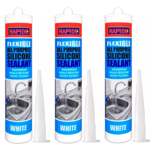 Rapide Rapide Flexible All Purpose Silicon Sealant White 260ml x 3