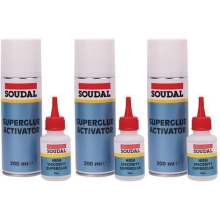 Soudal High Viscosity Superglue 50gm+ Superglue Activator 200gm x 3