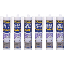 Everbuild Bath and Kitchen Acrylic Sealant, White, 290 ml x 6