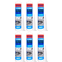 Rapide Flexible All Purpose Silicon Sealant White 260ml x 6