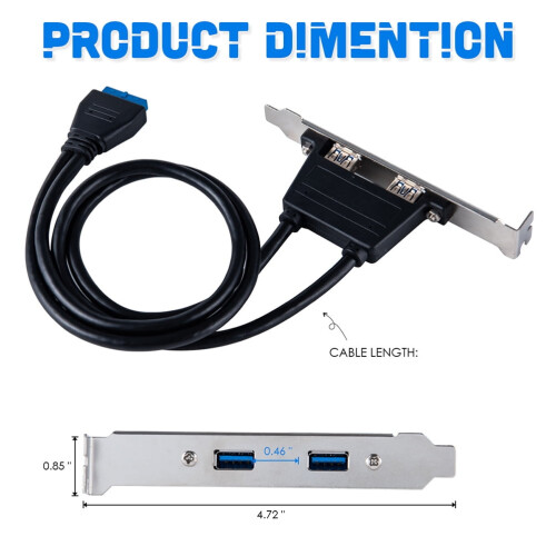 USB-headerconverter van 20 pinnen naar dubbele USB 3.0 PCI-sleufhub 1