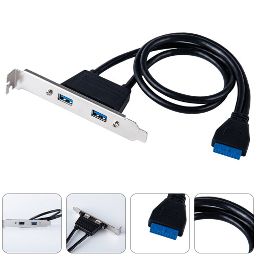 USB-headerconverter van 20 pinnen naar dubbele USB 3.0 PCI-sleufhub 2
