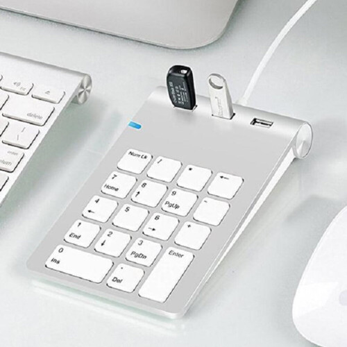 USB-numeronäppäimistö, jossa 3 porttia, hopea 1
