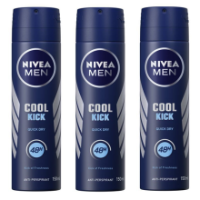 Nivea Men Anti Perspirant Deodorant Spray Cool Kick 150ml x 3