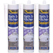 Everbuild Bath and Kitchen Acrylic Sealant, White, 290 ml x 3
