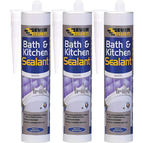 Everbuild Everbuild Bath and Kitchen Acrylic Sealant, White, 290 ml  x 3