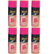 Paint Factory Colour It Spray Paint Gloss Finish Perfect Pink 400ml x 6