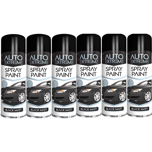 Rapide Rapide Auto Extreme Spray Paint Black Matt 250ML x 6 1
