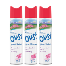 Oust Odour Eliminator Aerosol Garden Fresh Air Freshener 300ml x 3