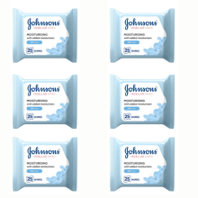 Johnson's Moisturising Wipes Face Care Makeup Be Gone (25) x 6