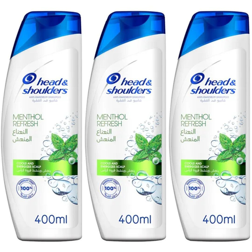 HEAD Head & Shoulders Anti-Dandruff Shampoo Cool Menthol Refresh 400ml x 3