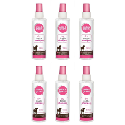Pride Pride & Groom Dry Doggie Shampoo Raspberry 200ML x 6 1