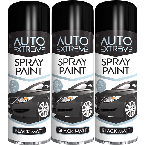 Rapide Rapide Auto Extreme Spray Paint Black Matt 250ML x 3 1
