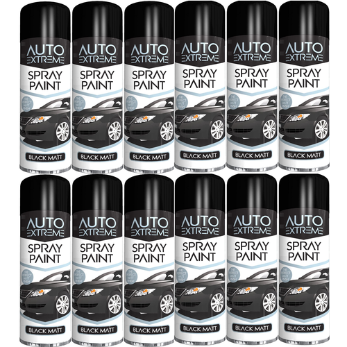 Rapide Rapide Auto Extreme Spray Paint Black Matt 250ML  x 12 1