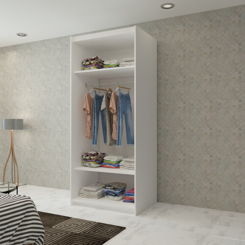 MN Furniture (White,  90cm) Double Sliding Doors Mirrored Wardrobes 1