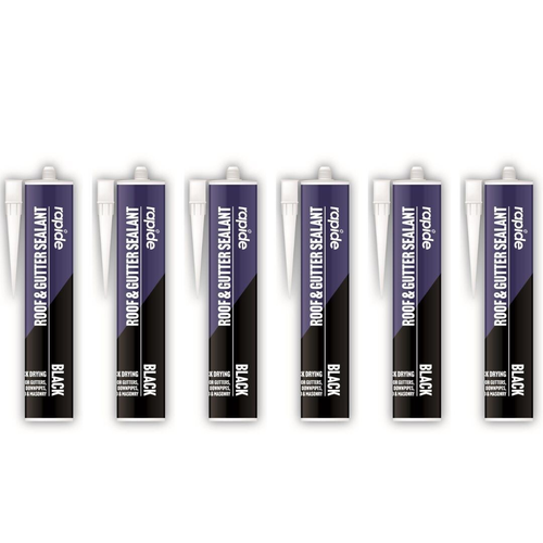 Rapide Rapide Roof & Gutter Sealant Quick Drying Black 260ML x 6