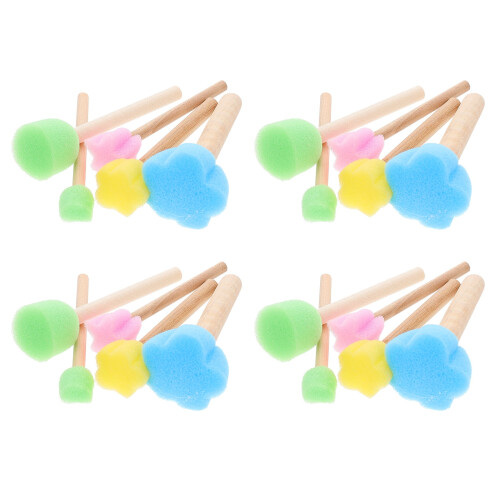 Kids Sponge Paint Brushes Portable Doodling Tools 20 pcs