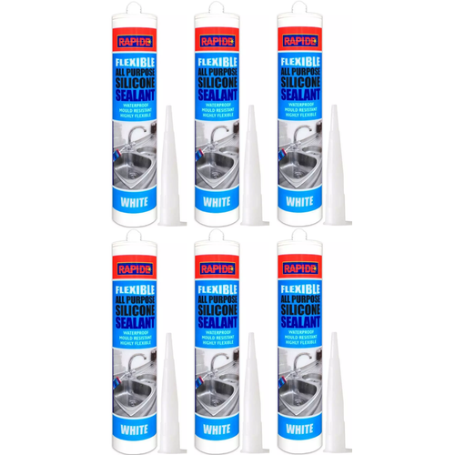 Rapide Rapide Flexible All Purpose Silicon Sealant White 260ml x 6 1