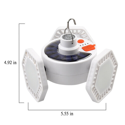 Lampe de camping solaire USB avec télécommande, étanche, lampe de tente 1 2