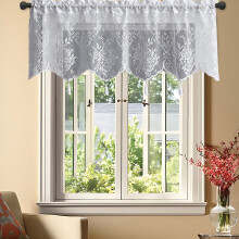 White sheer valance with floral lace pattern, 1 piece